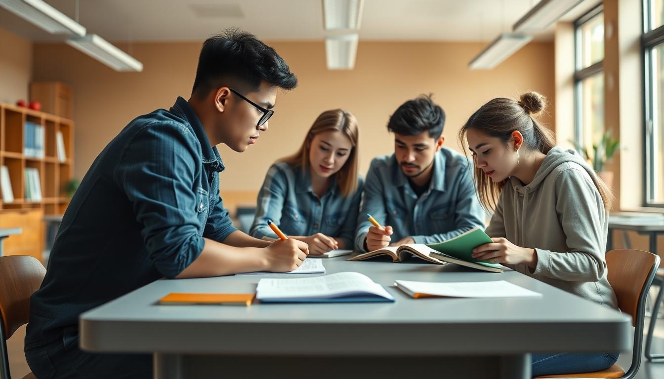 Structured study materials and learning resources on a desk