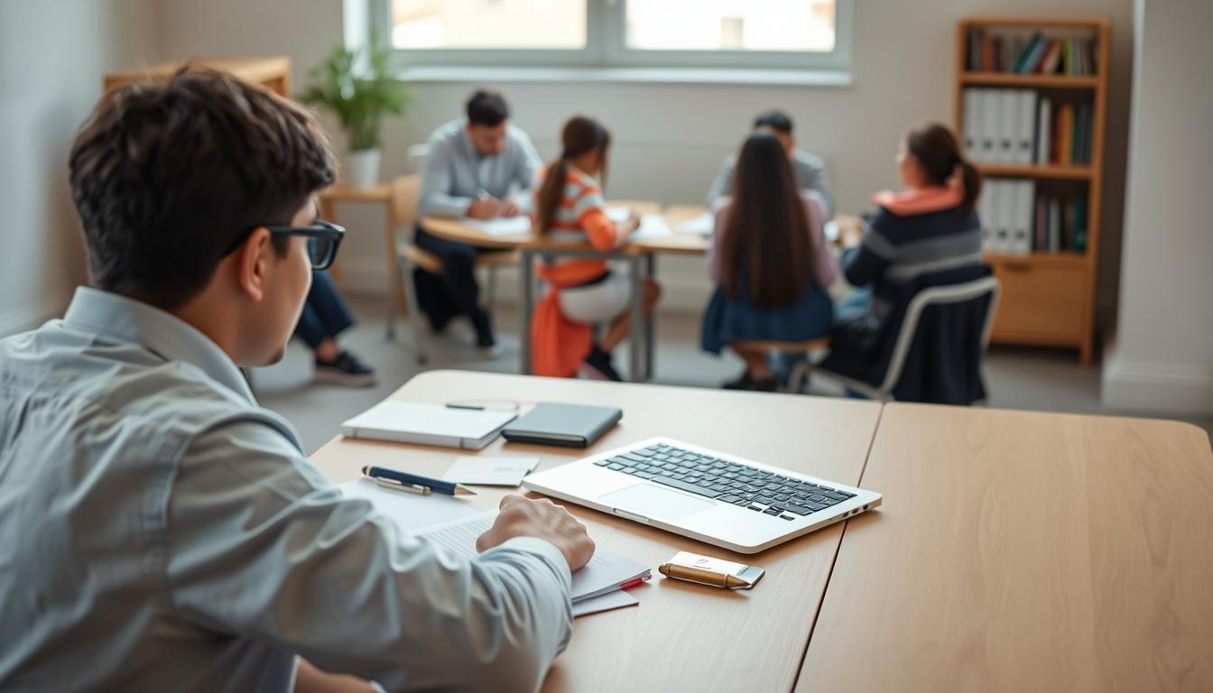 Student preparing for exams with study materials