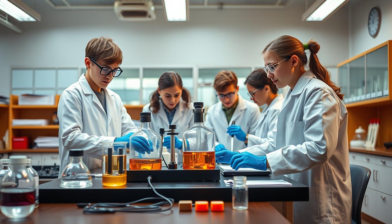 Students working in research laboratory
